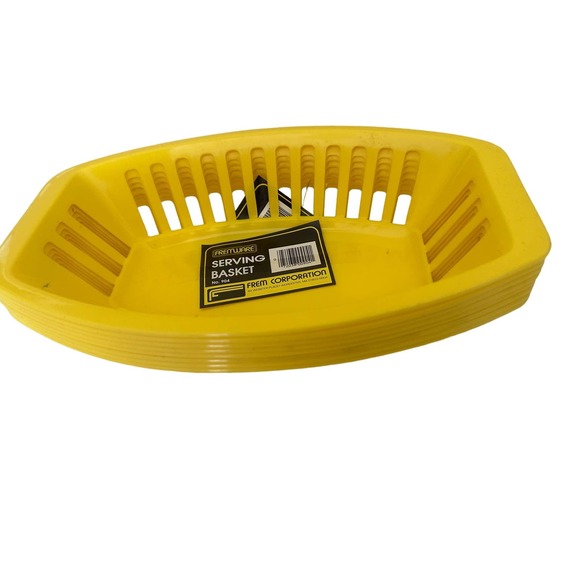 Vintage 8 NWT Yellow Food serving tray plastic basket baskets 12x6x3 - Picture 1 of 12